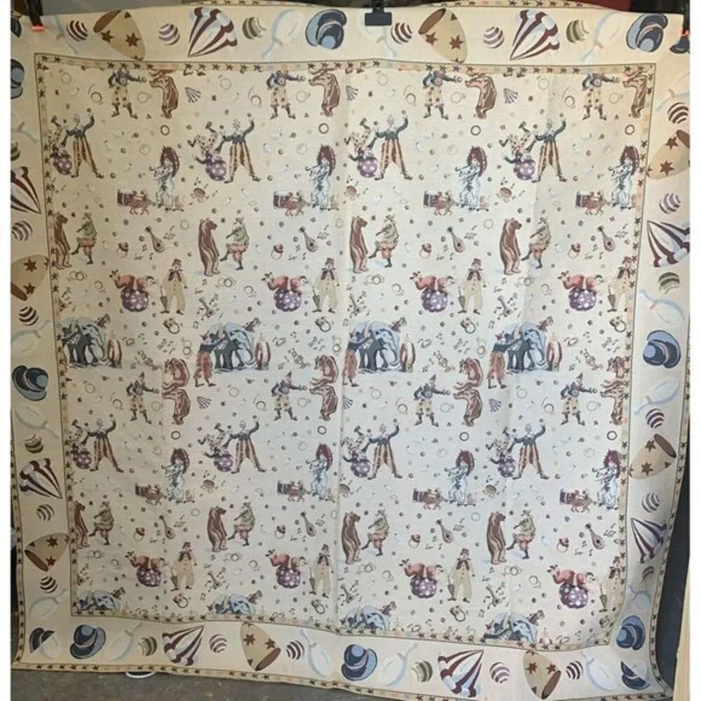 Metrax Vintage Clown Circus Bear Elephant Tan‎ Tapestry quilt Large unique